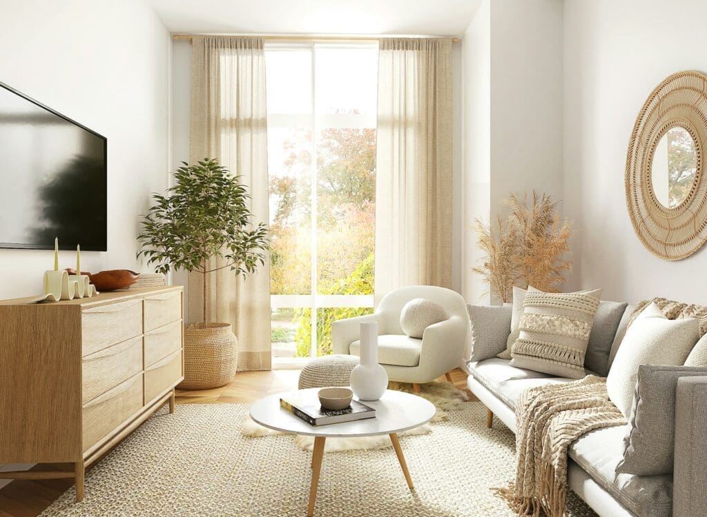 A cozy living room showcasing a warm and inviting space, perfect for creating lasting memories. This home is made possible through our lease-to-own program, offering flexibility and financial stability for homebuyers.