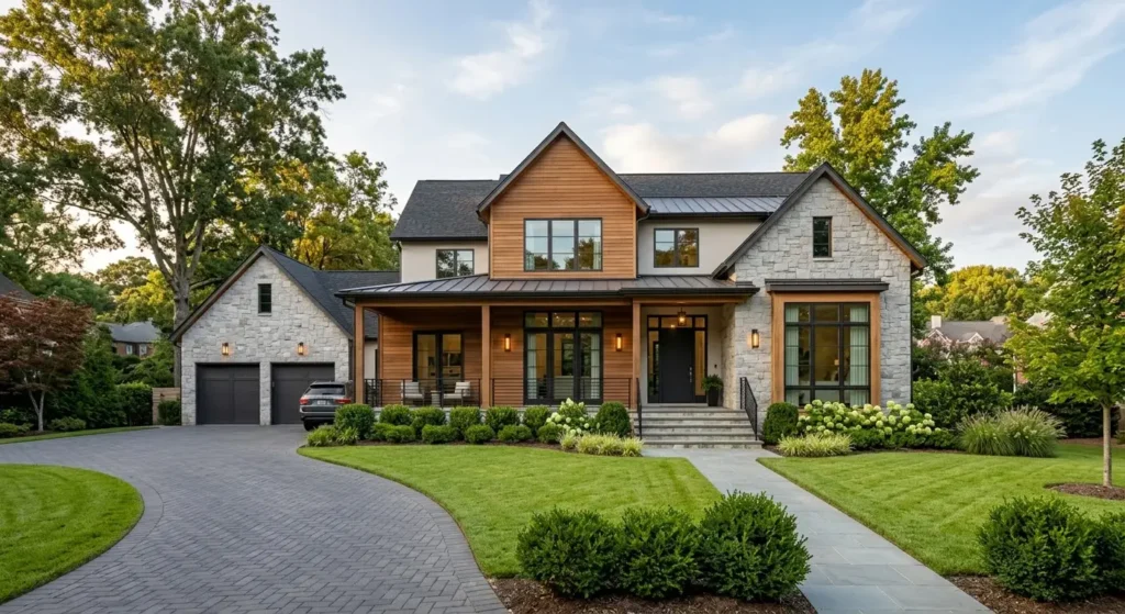 Modern single-family home exterior in the Triangle area of North Carolina